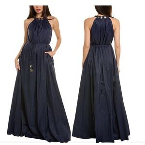 Staud Benoit Embellished Nylon Maxi Navy Dress SZ - XS NWT